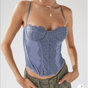 Worn once, out from under modern love corset in blue